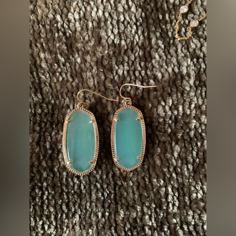 Kendra Scott Teal Gold Drop Earrings